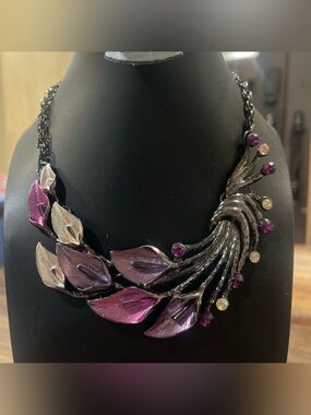 Purple Leaf Statement Necklace by